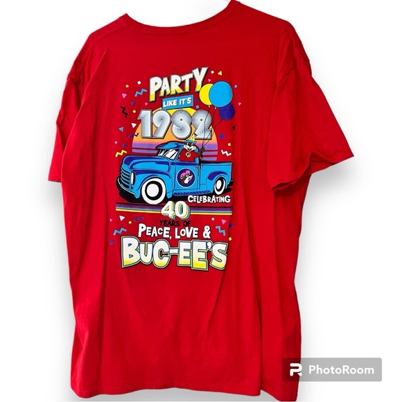 BUC-EE’S mens XL t-shirt Party Like It’s 1982 40 years of peace love & but-Ed’s - Picture 10 of 12
